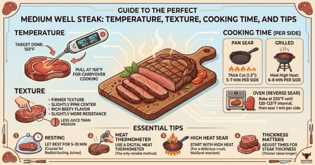 Medium Well Steak: Temperature, Cooking Time, and Tips